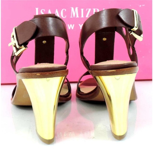 Isaac Mizrahi Sasha Metallic Heels Ankle Strap Sandal Studs Brown Size 7.5 - Picture 7 of 8